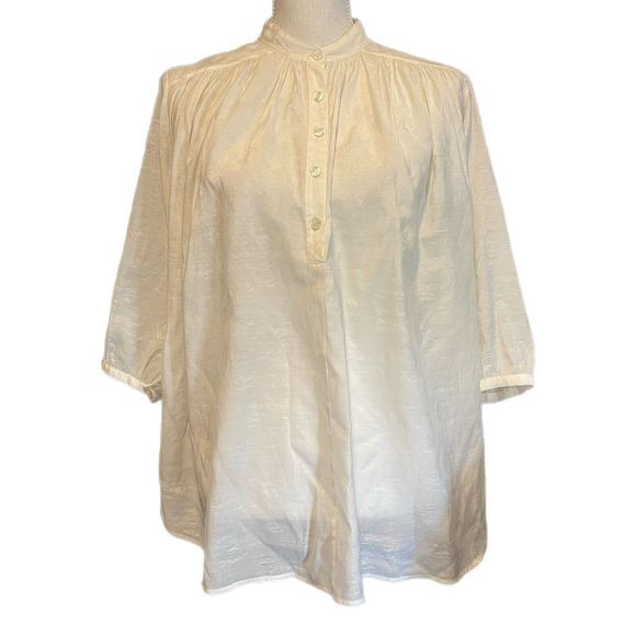 REBECCA MINKOFF Women's Small 3/4 Sleeves Modal Blend Top Blouse Cream Loose Fit - Picture 2 of 12